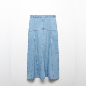 Mango Long Denim Skirt with Seams